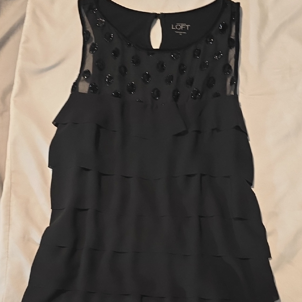 LOFT Black Sleeveless Layered Blouse